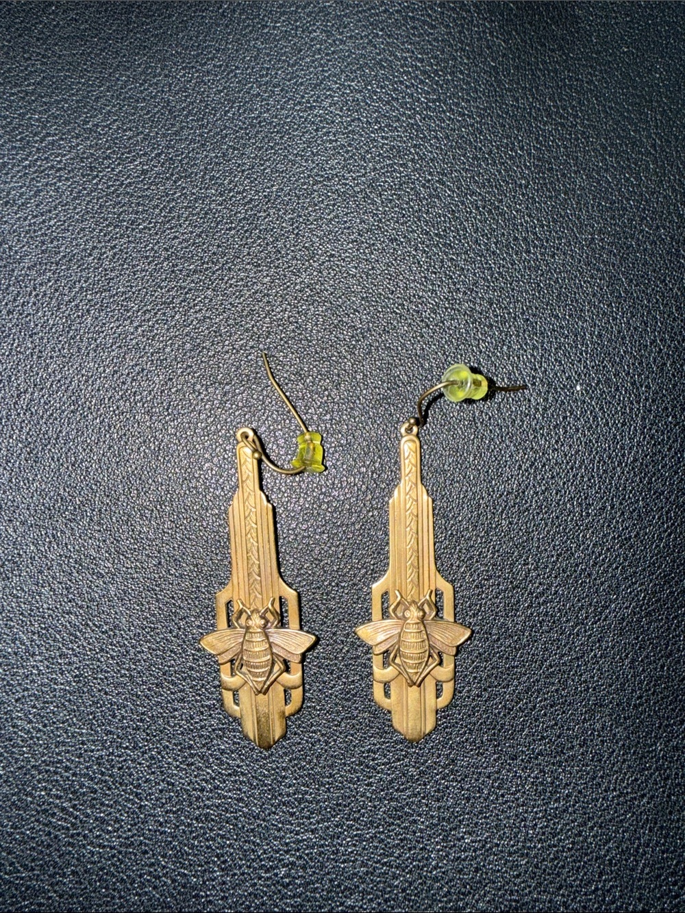 Art Deco Gold Bee Drop Earrings - Women Jewelry